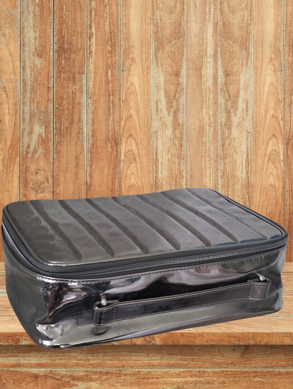 Lancôme Metallic Pewter Train Case Makeup Cosmetic Travel Organizer Vanity Case - Picture 9 of 10